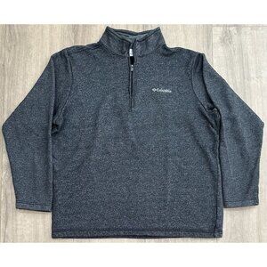 Columbia Jacket Mens Large Black 1/4 Zip Pullover Fleece Outdoor Casual Logo